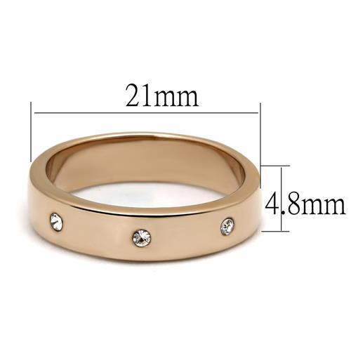 Rose Gold Stainless Steel Women's Ring with Synthetic Crystal - Hypoallergenic Jewelry for Women - Jewelry & Watches - Bijou Her -  -  - 