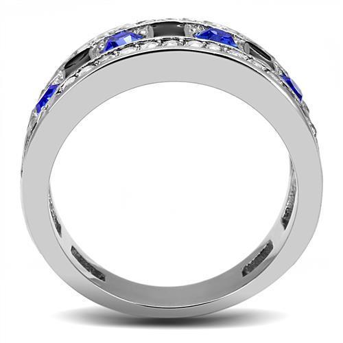 Stainless Steel Women's Ring with Synthetic Sapphire - High Polished Jewelry for Women - Jewelry & Watches - Bijou Her -  -  - 