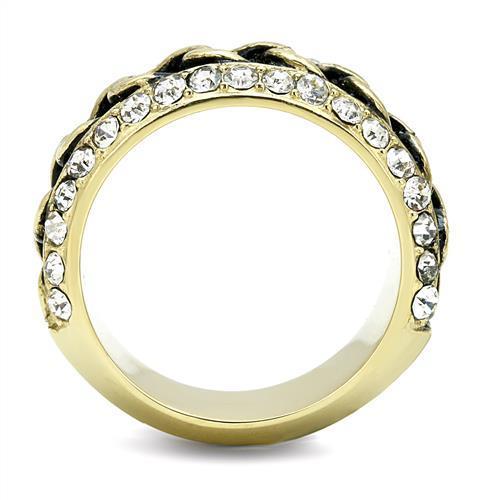 Stainless Steel Women's Ring with Clear Synthetic Crystal and Gold Plating - Hypoallergenic and Affordable - Jewelry & Watches - Bijou Her -  -  - 