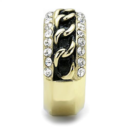 Stainless Steel Women's Ring with Clear Synthetic Crystal and Gold Plating - Hypoallergenic and Affordable - Jewelry & Watches - Bijou Her -  -  - 