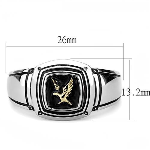 Stainless Steel Two-Tone Gold Ring with Epoxy and Jet Accents for Men - Jewelry & Watches - Bijou Her -  -  - 