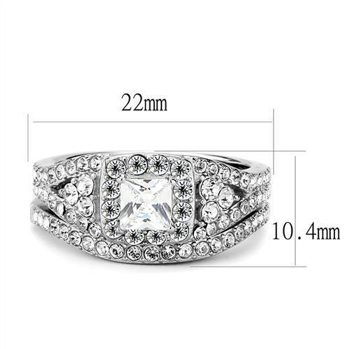 Hypoallergenic Women's Ring with Clear Cubic Zirconia - Stainless Steel Jewelry - Jewelry & Watches - Bijou Her -  -  - 