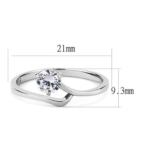 Stainless Steel Women's Ring with Clear Cubic Zirconia - High Polished - Jewelry & Watches - Bijou Her -  -  - 