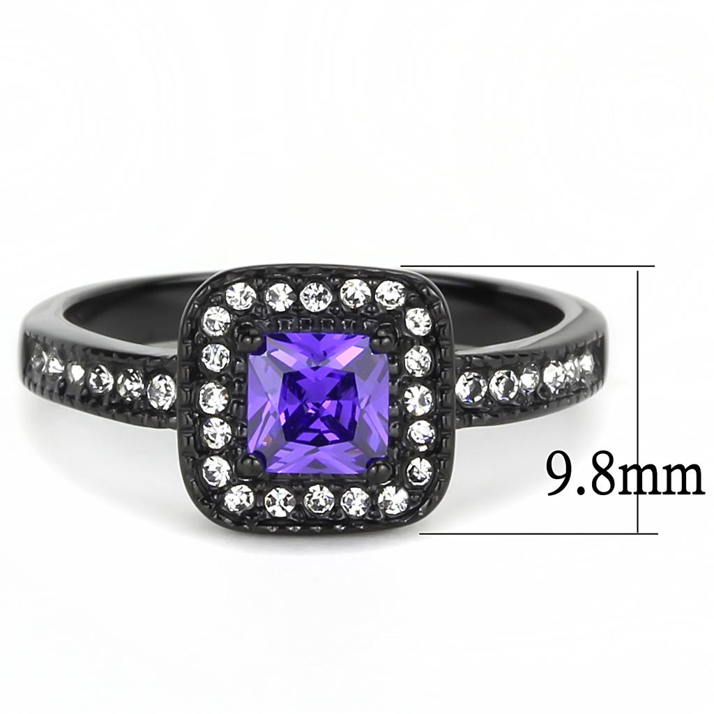 Stainless Steel Tanzanite Square Ring - Women's Hypoallergenic Jewelry - Jewelry & Watches - Bijou Her -  -  - 