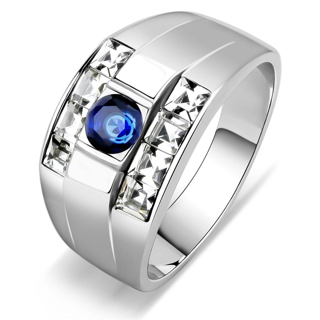 High Polished Stainless Steel Montana Ring with Synthetic Glass - Men's Jewelry - Jewelry & Watches - Bijou Her -  -  - 