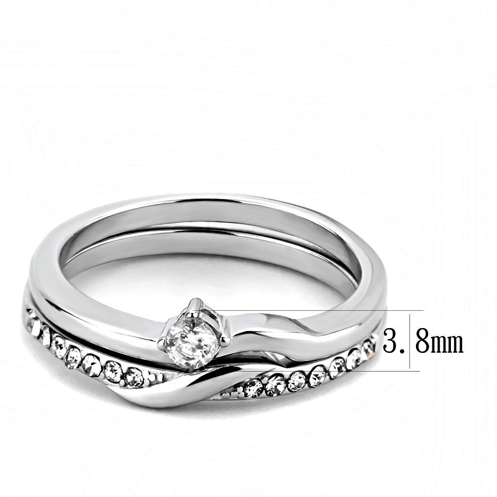 High Polished Stainless Steel Ring with AAA CZ - Ships in 1 Day - Jewelry & Watches - Bijou Her -  -  - 