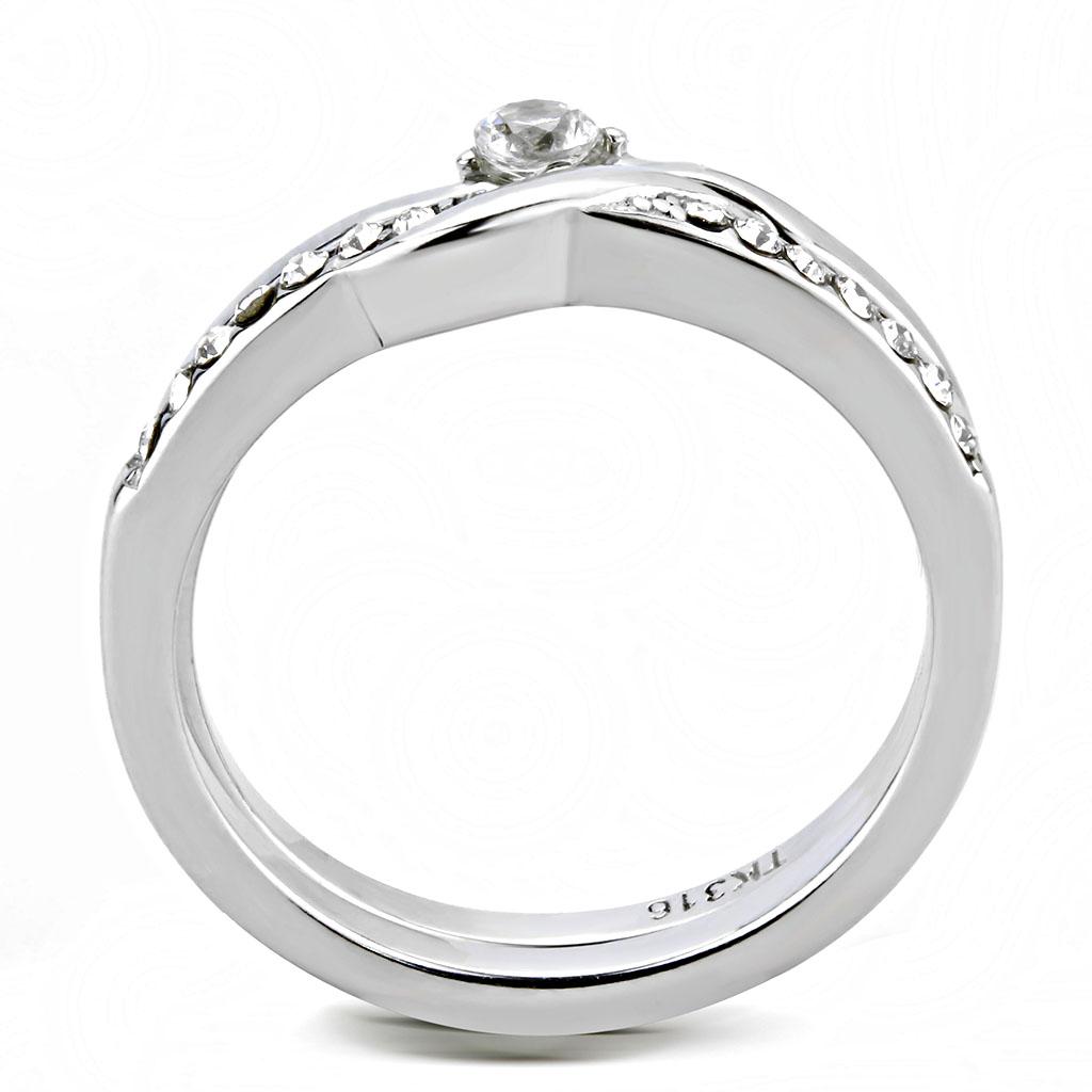 High Polished Stainless Steel Ring with AAA CZ - Ships in 1 Day - Jewelry & Watches - Bijou Her -  -  - 