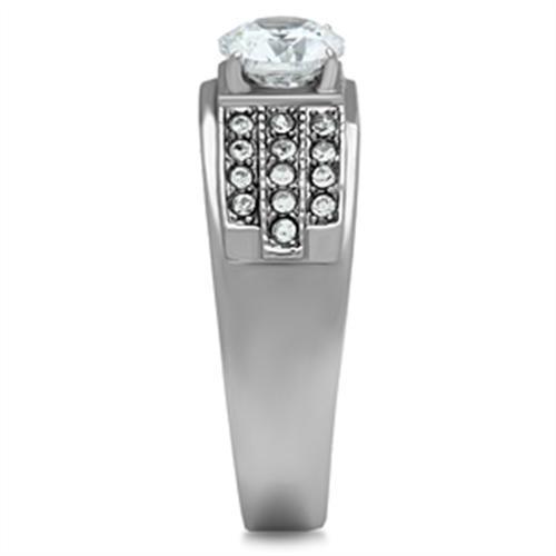 Men's Stainless Steel Ring with Clear Cubic Zirconia Stones - Hypoallergenic and Stylish - Jewelry & Watches - Bijou Her -  -  - 
