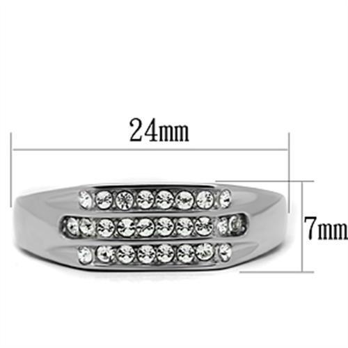 Men's Stainless Steel Ring with Synthetic Crystal - High Polished, Clear - Jewelry & Watches - Bijou Her -  -  - 