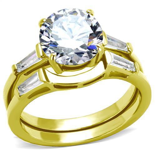 Gold Stainless Steel CZ Ring for Women - Hypoallergenic and Stylish - Jewelry & Watches - Bijou Her -  -  - 