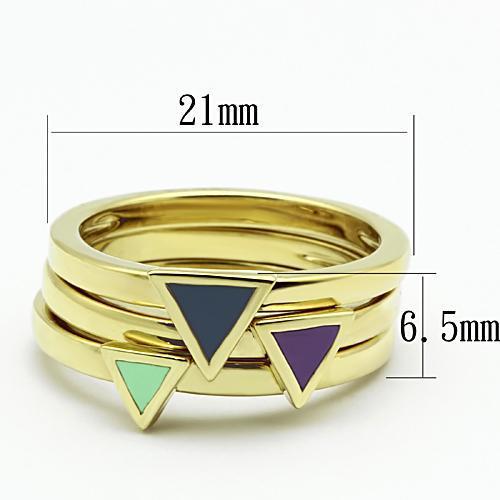 Multi-Color Stainless Steel Women's Ring with IP Gold Plating and Epoxy - Hypoallergenic Jewelry for Any Occasion - Jewelry & Watches - Bijou Her -  -  - 