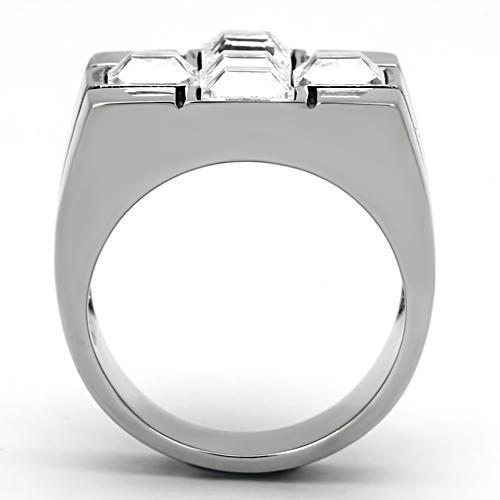 Men's Stainless Steel Ring with Synthetic Crystal - Hypoallergenic and Stylish Jewelry - Jewelry & Watches - Bijou Her -  -  - 