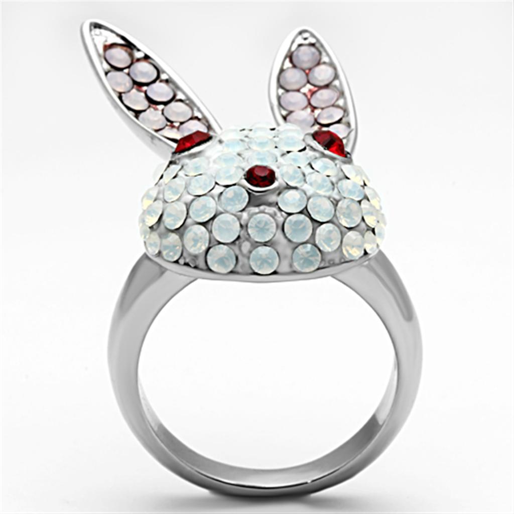 High Polished Stainless Steel Ring with Top Grade Crystal - Multi Color, 50% OFF, Ships in 1 Day - Jewelry & Watches - Bijou Her -  -  - 