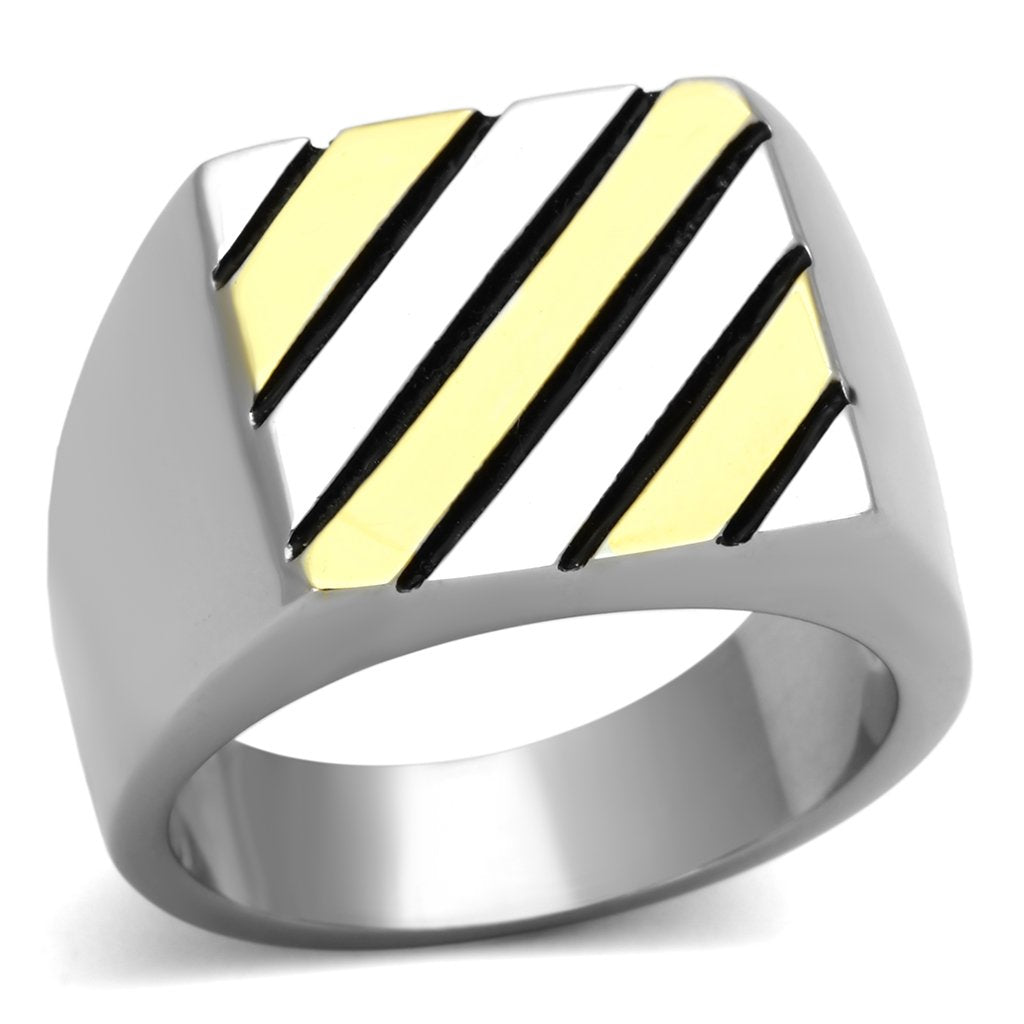 Stainless Steel Two-Tone Gold Men's Ring - No Stone - Jewelry & Watches - Bijou Her -  -  - 