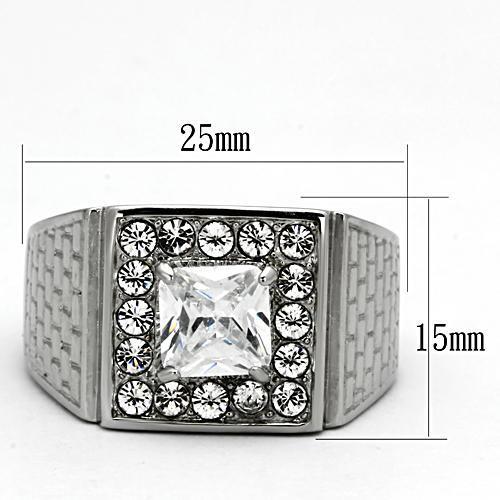 Men's Stainless Steel Ring with Clear Cubic Zirconia - Hypoallergenic and Stylish - Jewelry & Watches - Bijou Her -  -  - 