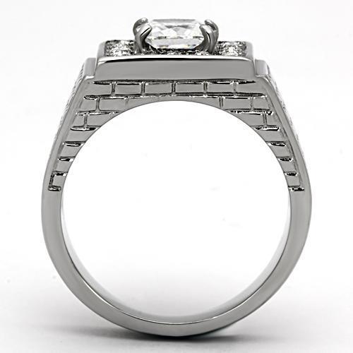 Men's Stainless Steel Ring with Clear Cubic Zirconia - Hypoallergenic and Stylish - Jewelry & Watches - Bijou Her -  -  - 