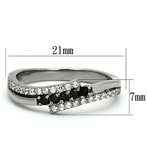 Stainless Steel Women's Ring with Black Diamond CZ - Hypoallergenic & Stylish - Jewelry & Watches - Bijou Her -  -  - 