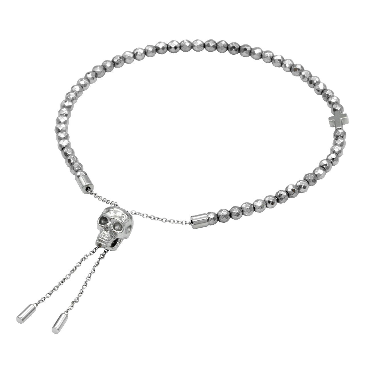 Silver Hematite Skull Beaded Bracelet - Elegant Attitude Jewelry - Jewelry & Watches - Bijou Her -  -  - 