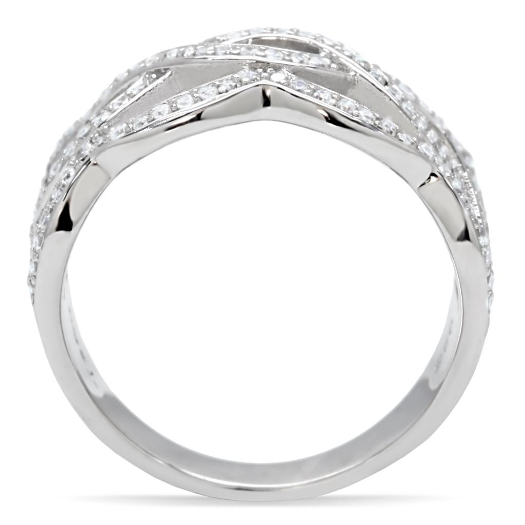 Rhodium 925 Sterling Silver Ring with AAA CZ - Clear Center Stone, 30% OFF, Ships in 4-7 Days - Jewelry & Watches - Bijou Her -  -  - 