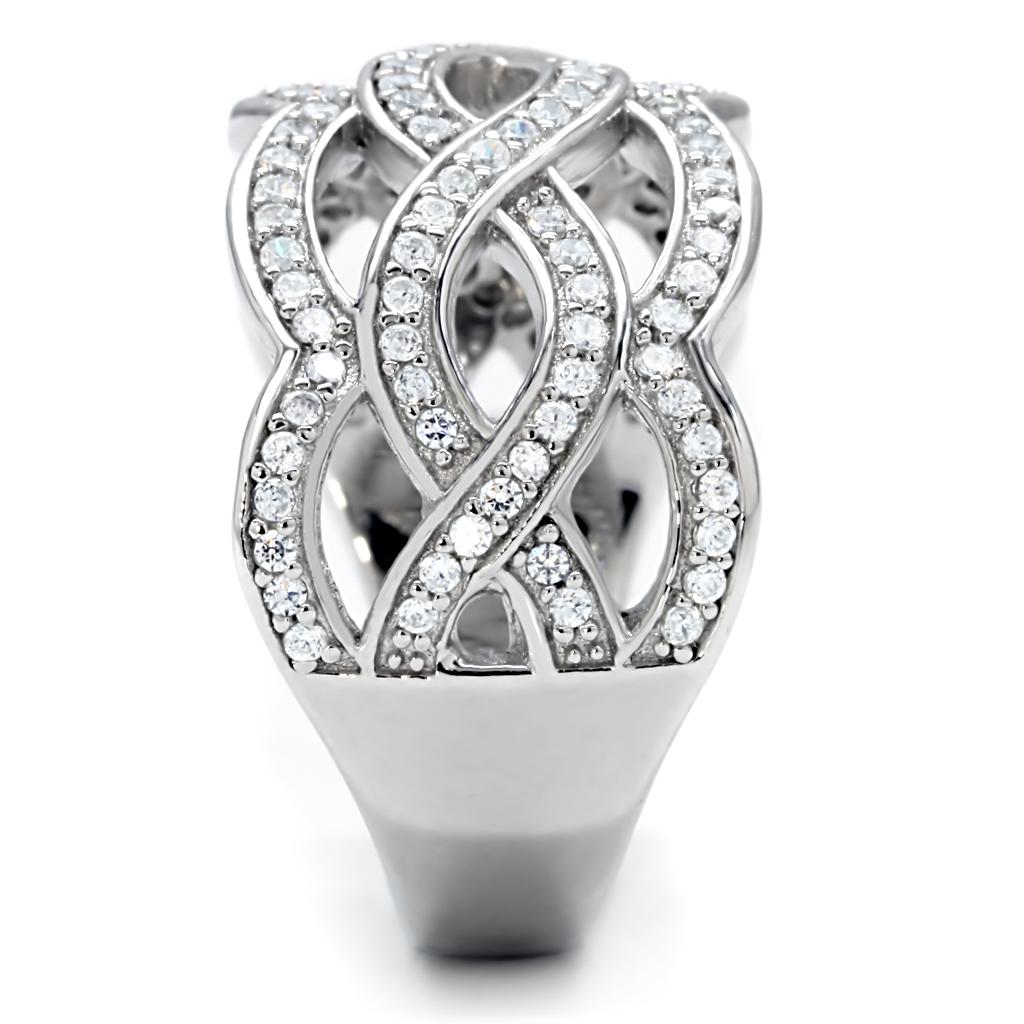 Rhodium 925 Sterling Silver Ring with AAA CZ - Clear Center Stone, 30% OFF, Ships in 4-7 Days - Jewelry & Watches - Bijou Her -  -  - 