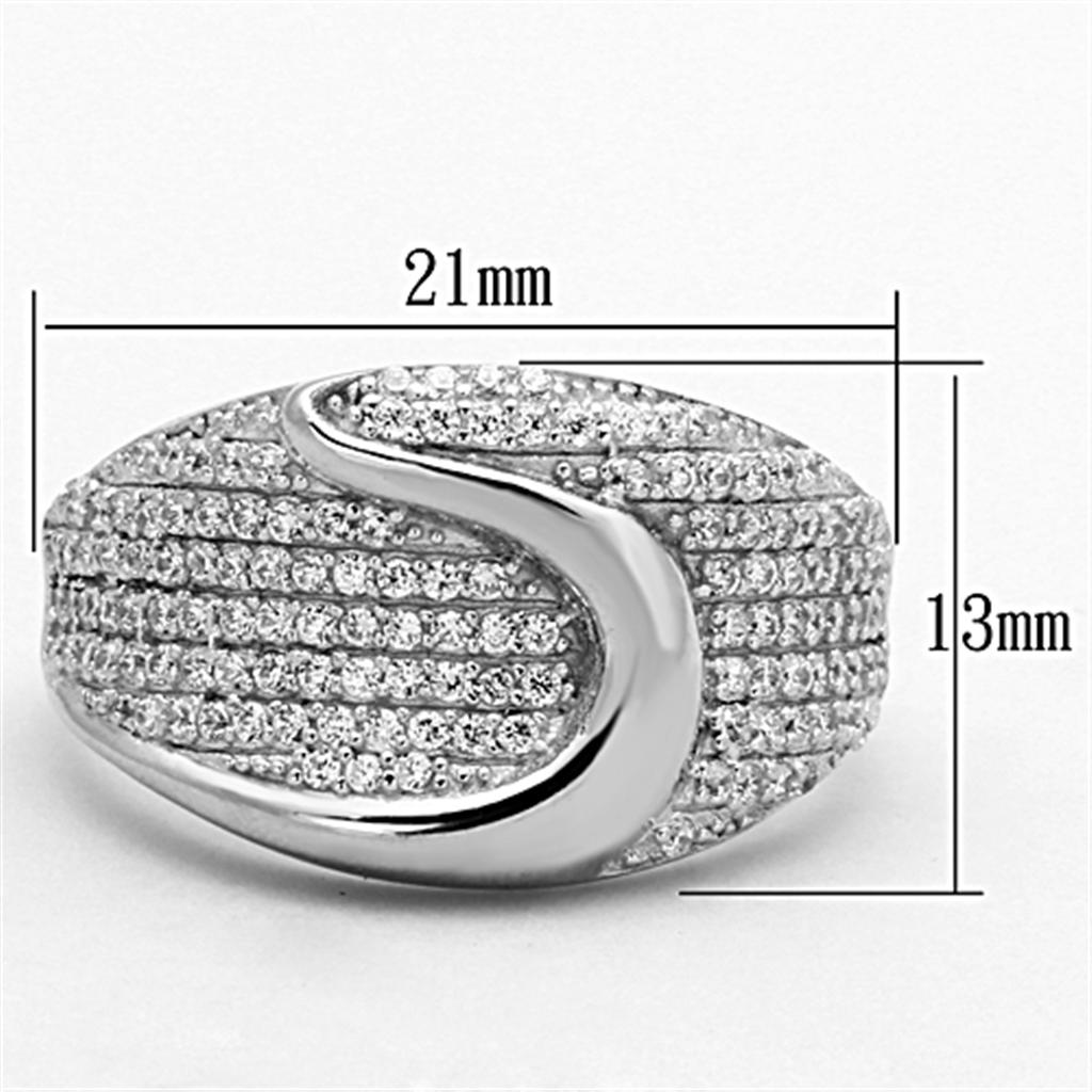 Rhodium 925 Sterling Silver Ring with AAA Grade CZ - Clear Stone, 4.80g, Ships in 4-7 Days - Jewelry & Watches - Bijou Her -  -  - 