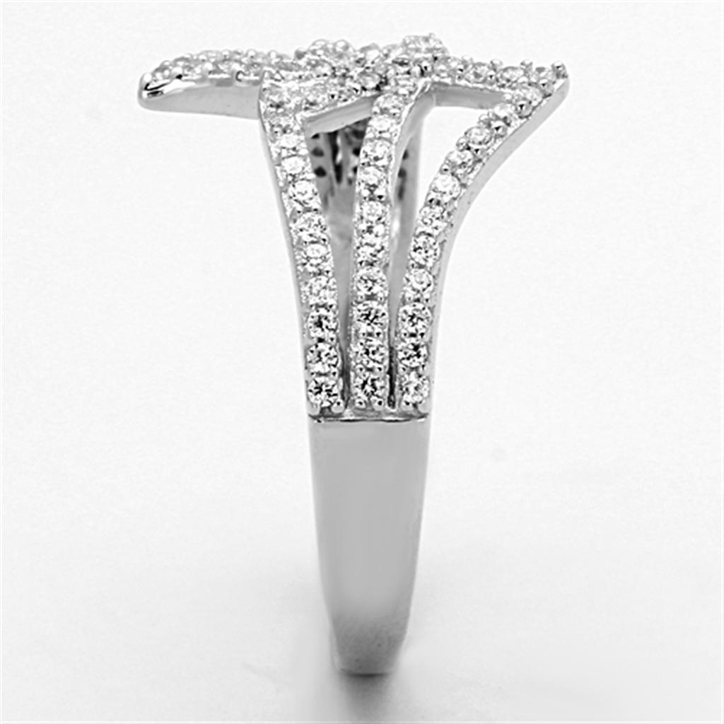 Rhodium 925 Sterling Silver Ring with AAA Grade CZ - Clear Center Stone - Jewelry & Watches - Bijou Her -  -  - 