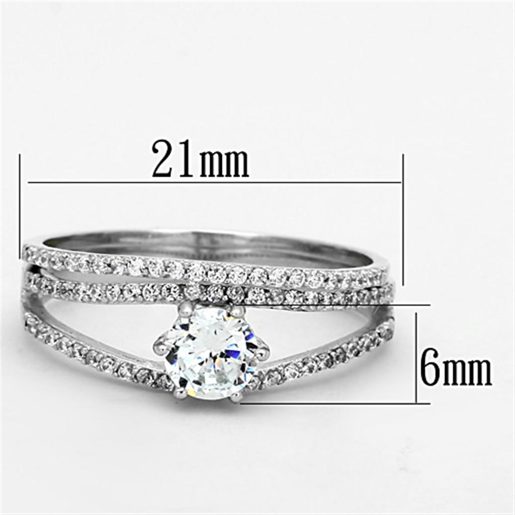 Rhodium 925 Sterling Silver Ring with AAA Grade CZ - Clear Center Stone - Jewelry & Watches - Bijou Her -  -  - 