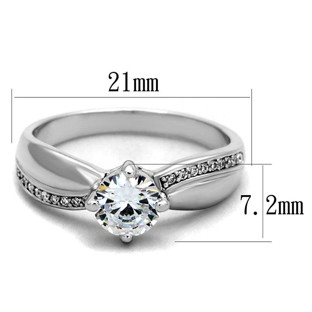 Rhodium Sterling Silver Ring with AAA CZ in Clear - Ships in 4-7 Days - Jewelry & Watches - Bijou Her -  -  - 