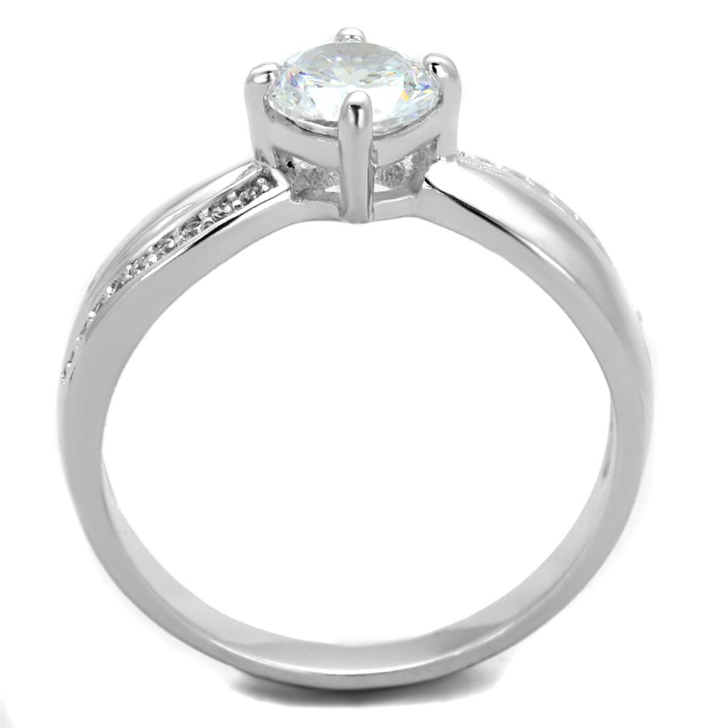 Rhodium Sterling Silver Ring with AAA CZ in Clear - Ships in 4-7 Days - Jewelry & Watches - Bijou Her -  -  - 