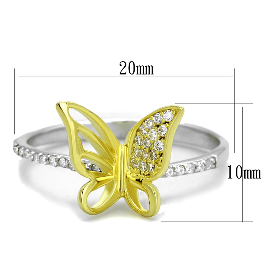 Reverse Two-Tone Sterling Silver Ring with AAA CZ - Ships in 4-7 Days - Jewelry & Watches - Bijou Her -  -  - 