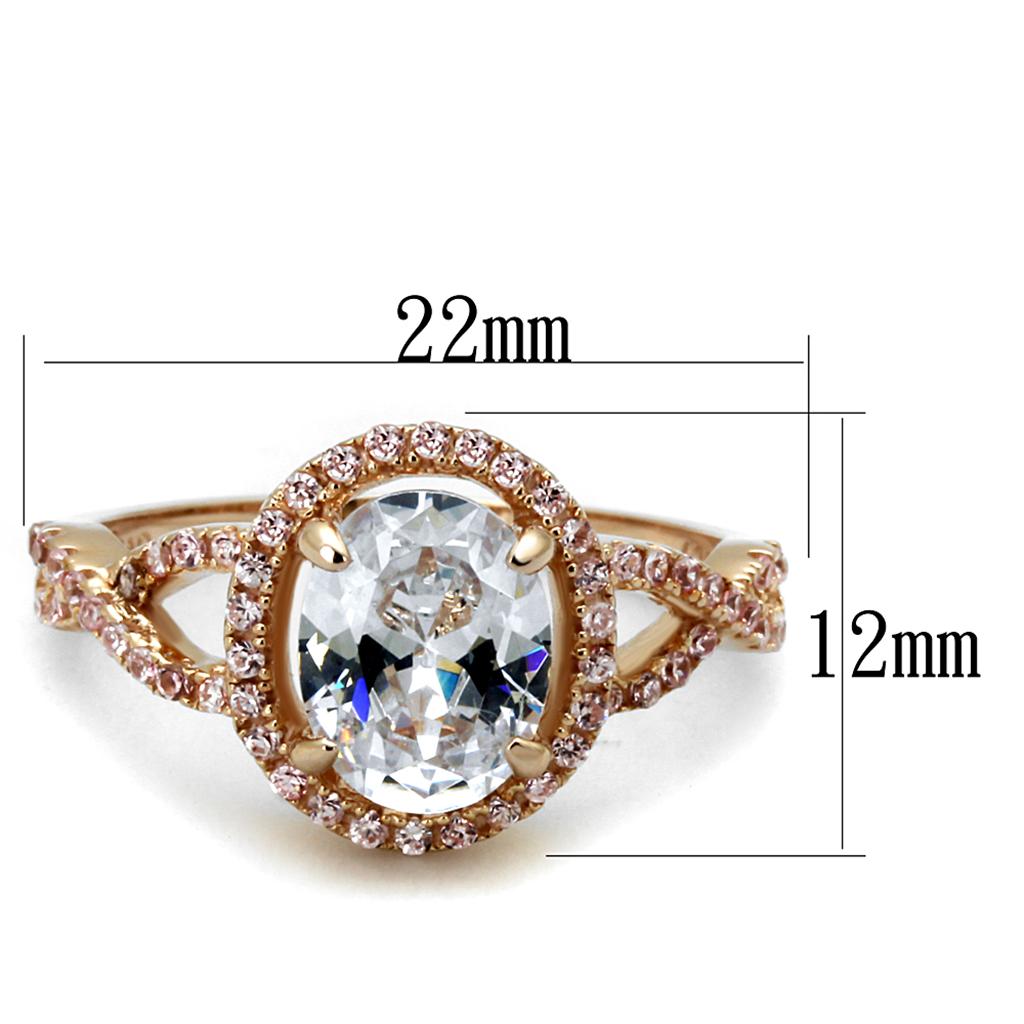 Rose Gold Sterling Silver Ring with AAA CZ in Clear - Ships in 4-7 Days - Jewelry & Watches - Bijou Her -  -  - 