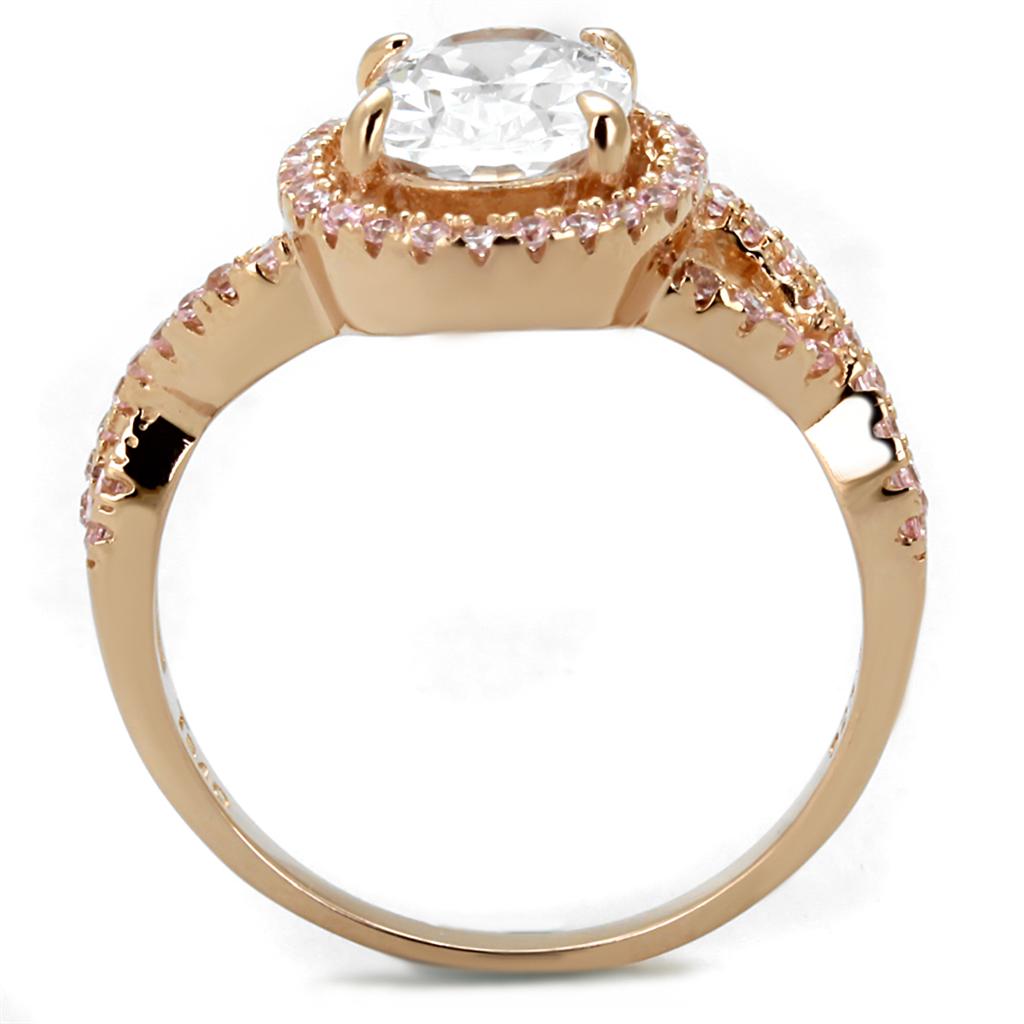 Rose Gold Sterling Silver Ring with AAA CZ in Clear - Ships in 4-7 Days - Jewelry & Watches - Bijou Her -  -  - 