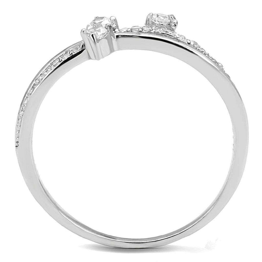 Rhodium 925 Sterling Silver Ring with AAA Grade CZ - Clear Center Stone - Jewelry & Watches - Bijou Her -  -  - 