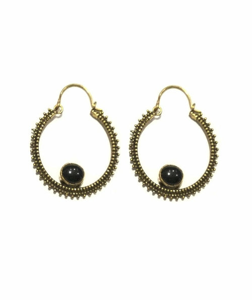 Stone Drop Earrings with Brass and Semi-Precious Stones - Hypoallergenic and Easy to Care For - Jewelry & Watches - Bijou Her - Size -  - 