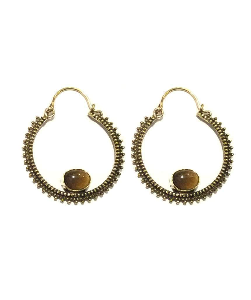 Stone Drop Earrings with Brass and Semi-Precious Stones - Hypoallergenic and Easy to Care For - Jewelry & Watches - Bijou Her -  -  - 