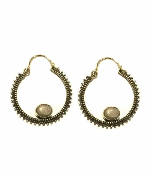 Stone Drop Earrings with Brass and Semi-Precious Stones - Hypoallergenic and Easy to Care For - Jewelry & Watches - Bijou Her - Size -  - 