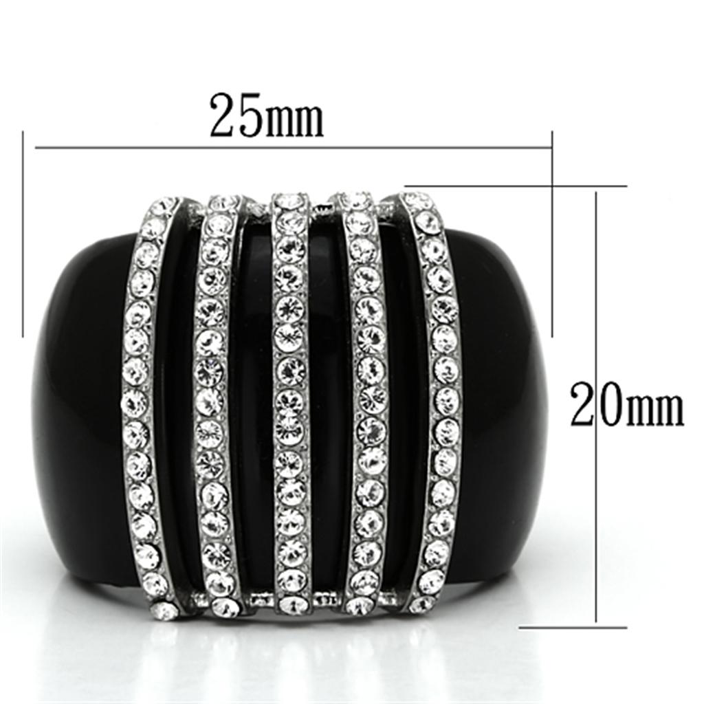 High Polished Stainless Steel Ring with Top Grade Crystal - Ships in 4-7 Days - Jewelry & Watches - Bijou Her -  -  - 