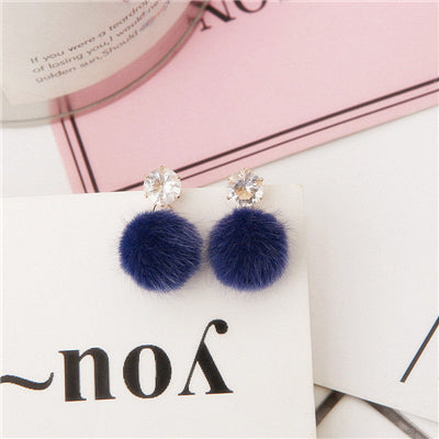 Rhinestone Hair Ball Long Earrings - 0 - Bijou Her -  -  - 