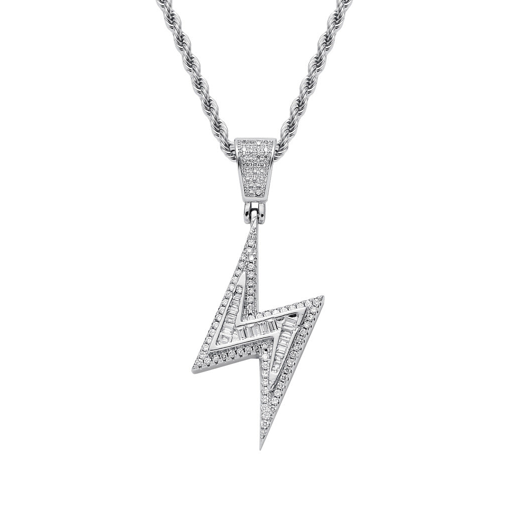 Hip Hop Lightning Pendant Necklace Mixed Setting - 0 - Bijou Her - Color -  - 