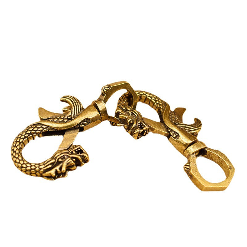 Vintage Handmade Brass Dragon And Phoenix Keychain Twelve Zodiac Signs - 0 - Bijou Her -  -  - 