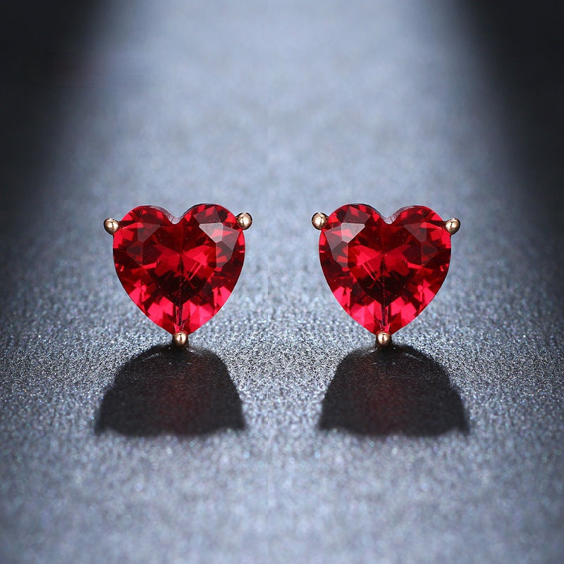 Simple Red Heart Earrings Accessories - 0 - Bijou Her -  -  - 