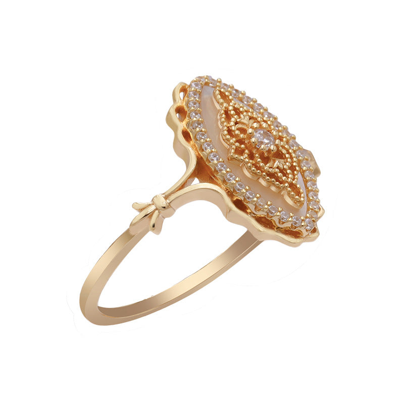 Natural White Shell Vintage Style Ring - 0 - Bijou Her -  -  - 