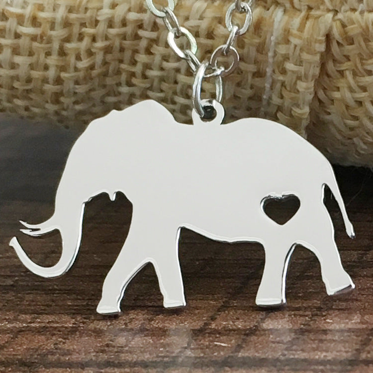 Stainless Steel Cute Elephant Pendant Animal Necklace - 0 - Bijou Her -  -  - 