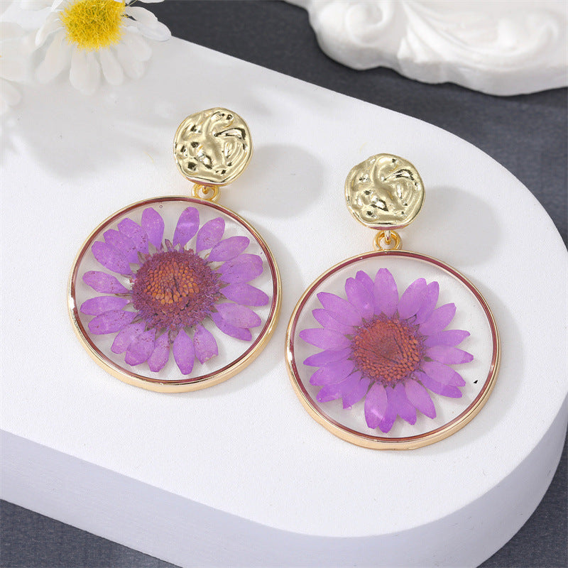 Versatile Transparent Dry Flower Earrings - 0 - Bijou Her - Color -  - 