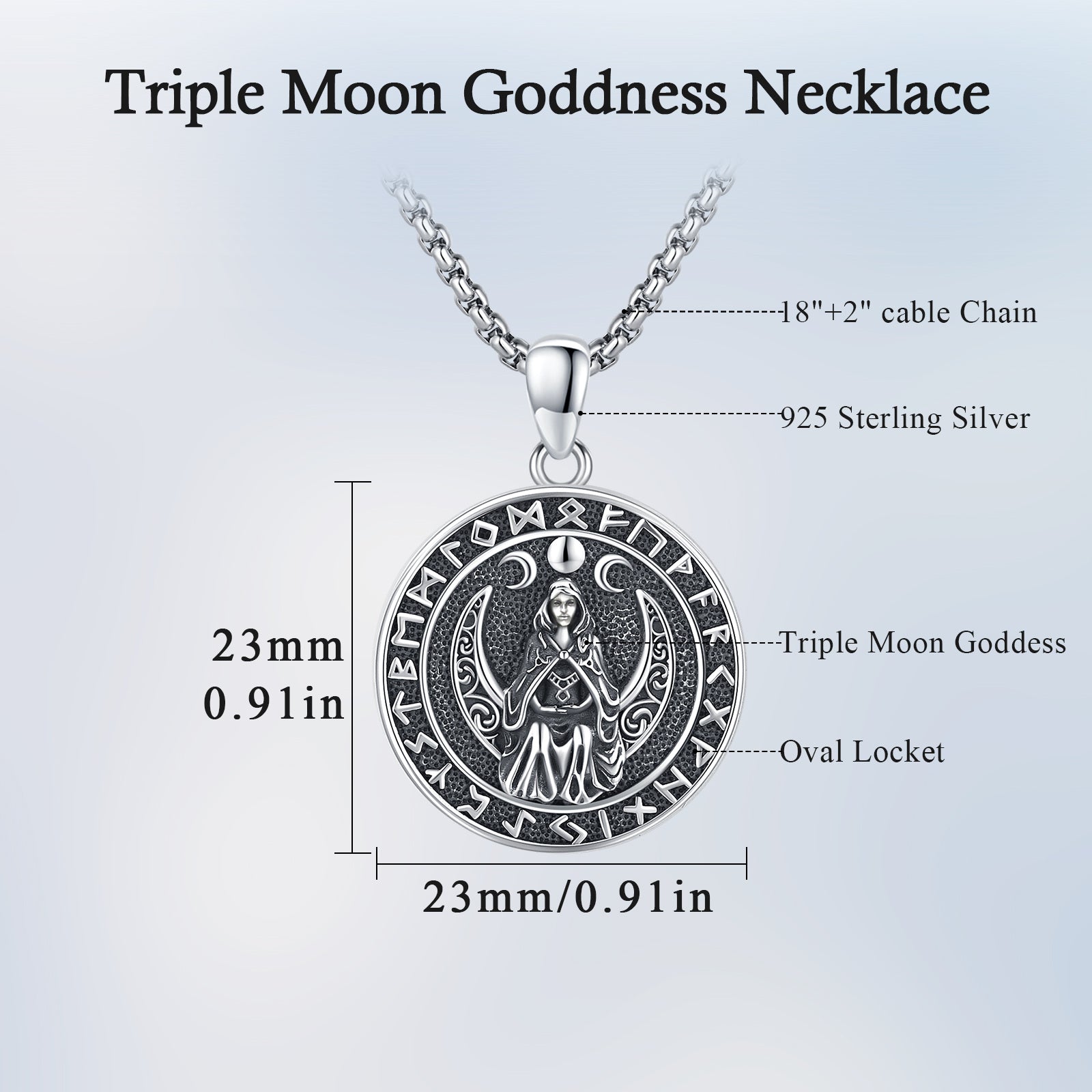 Triple Moon Goddess Pendant Necklace in 925 Sterling Silver - 5 - Bijou Her -  -  - 