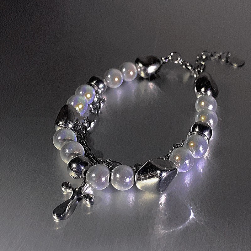 Multi Panel Reflective Pearl Bracelet - 0 - Bijou Her -  -  - 