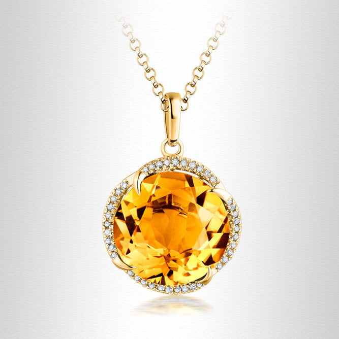 Women's Yellow Zircon Topaz Necklace - 0 - Bijou Her -  -  - 