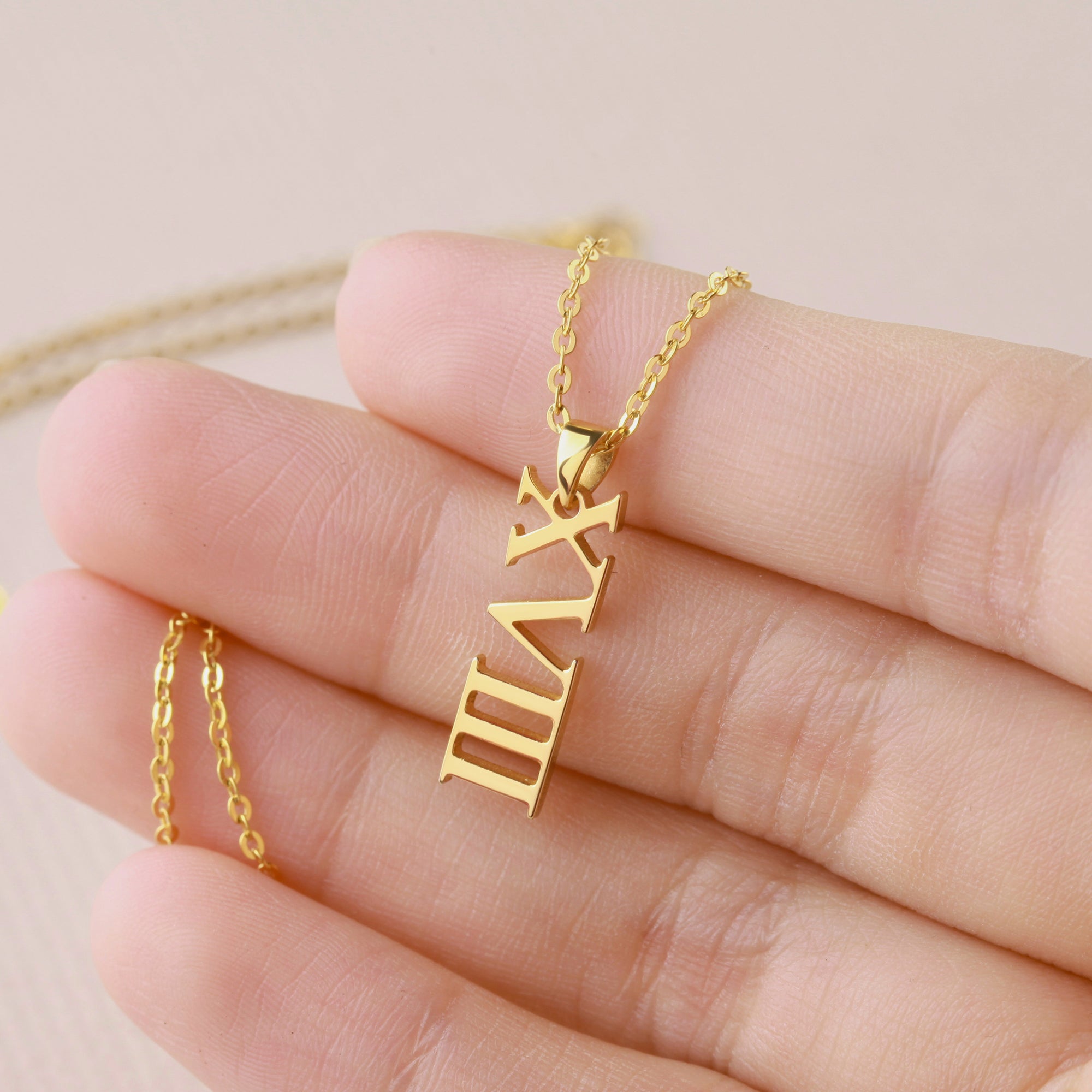 Personalized Roman Numeral Necklace - 925 Sterling Silver & 18K Gold Plated, Gift for Her, Mom, Grandma, Christmas, Birthday - Necklaces - Bijou Her -  -  - 