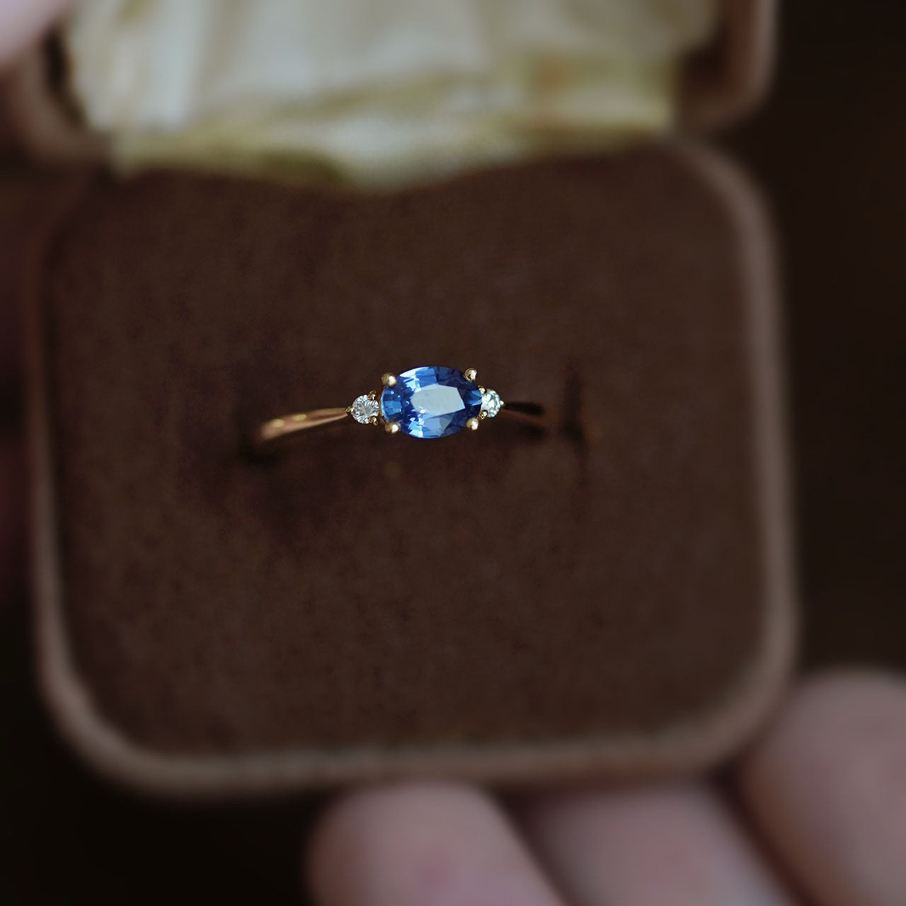Sterling Silver Gold-plated Blue Diamond Ring Female - 0 - Bijou Her -  -  - 