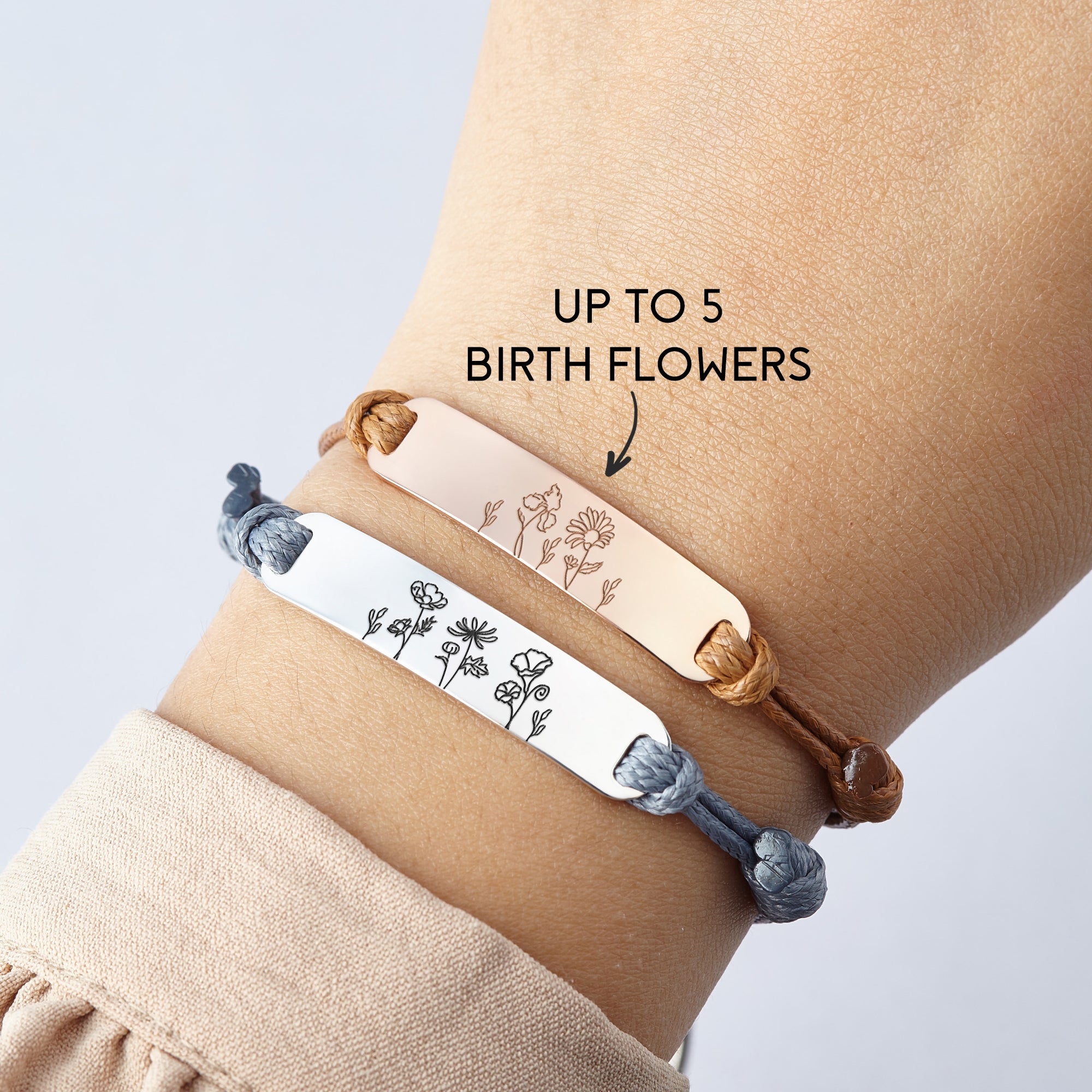 Personalized Birth Month Flower Bracelet for Mom and Grandma - 925 Sterling Silver and 18K Gold Plated Floral Jewelry Gift - Necklaces - Bijou Her -  -  - 